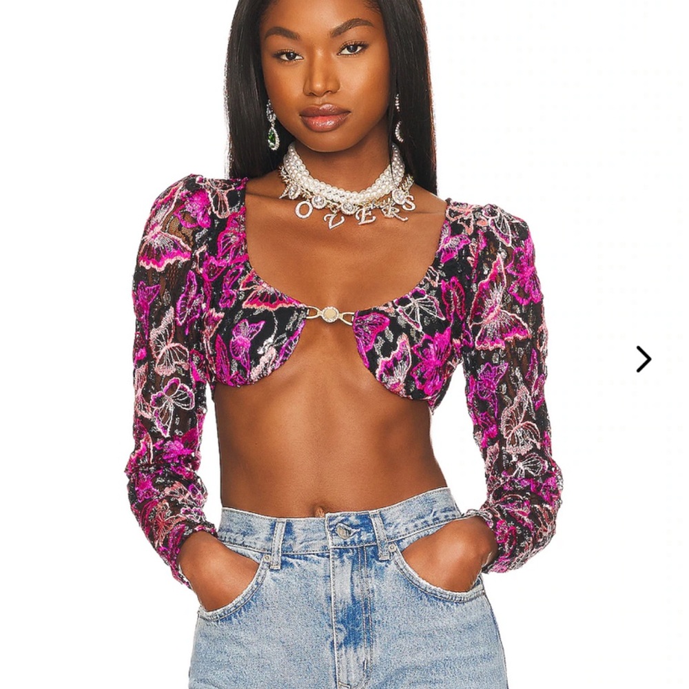 Lovers + Friends Pink Floral Crop Top
